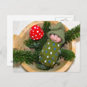Cute Baby Elf op Pijn met Toadstool: Polymeer Clay Briefkaart (Voorkant / Achterkant)