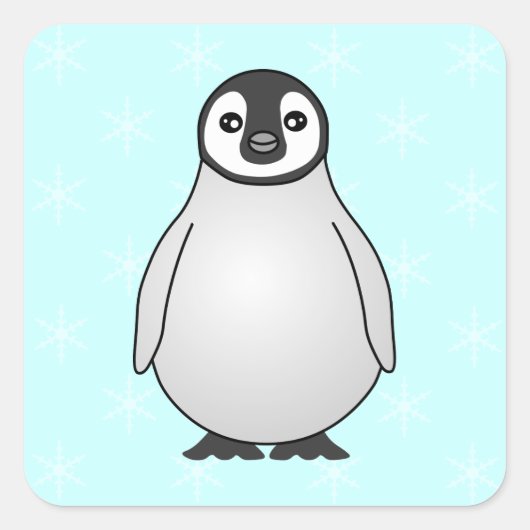 Cute Baby Emperor Penguin Cartoon Vierkante Sticker (Voorkant)