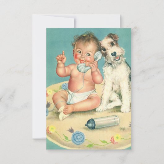 Cute Baby en Puppy Dog Verandering van Adres Aankondiging (Voorkant)