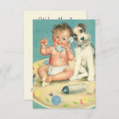 Cute Baby en Puppy Dog Verandering van Adres Aankondiging (Voorkant / Achterkant)