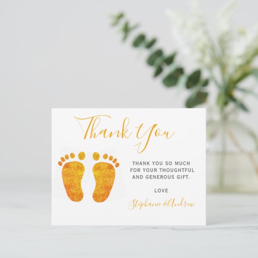 Cute Baby Feet Baby shower Dank je Briefkaart (Staand voorkant)