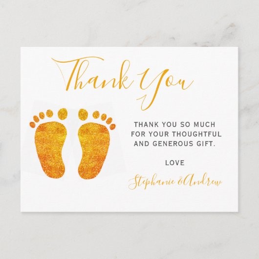 Cute Baby Feet Baby shower Dank je Briefkaart (Voorkant)
