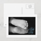 Cute Baby Feet Blue Baby Aankondigingskaart (Voorkant / Achterkant)