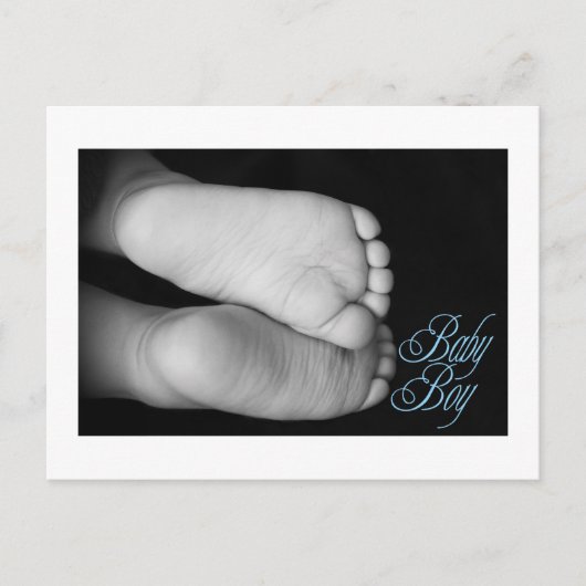 Cute Baby Feet Blue Baby Aankondigingskaart (Voorkant)