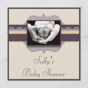 Cute Baby Feet Foto Elegant Neutraal Baby shower Kaart