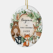 Cute Baby First Kerstland Woodland Forest Animals Keramisch Ornament (Rechts)
