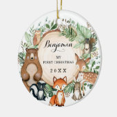 Cute Baby First Kerstland Woodland Forest Animals Keramisch Ornament (Links)