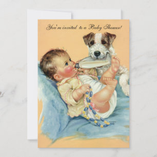 Cute Baby Flaconpap Dog, Baby shower Kaart