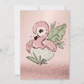 Cute Baby Flamingo Roos Gold Glitter Baby shower Kaart (Achterkant)