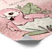 Cute Baby Flamingo Roos Gold Glitter Baby shower Poster (Hoek)