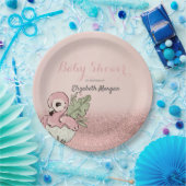 Cute Baby Flamingo Roos Gold Glitter Papieren Bordje (Feest)