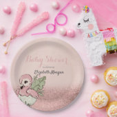 Cute Baby Flamingo Roos Gold Glitter Papieren Bordje (Feest)