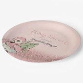 Cute Baby Flamingo Roos Gold Glitter Papieren Bordje (Gekanteld)