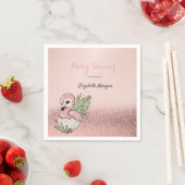 Cute Baby Flamingo Roos Gold Glitter Servet (Insitu)