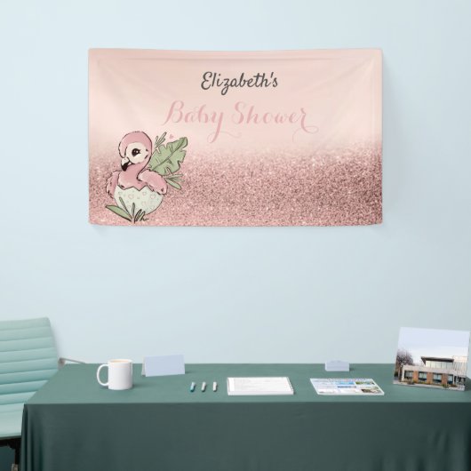 Cute Baby Flamingo Roos Gold Glitter Spandoek (Beurs)