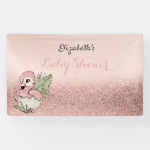 Cute Baby Flamingo Roos Gold Glitter Spandoek (Horizontaal)