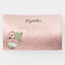 Cute Baby Flamingo Roos Gold Glitter Spandoek