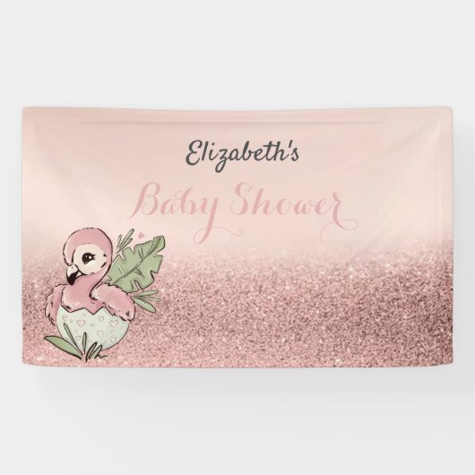 Cute Baby Flamingo Roos Gold Glitter Spandoek (Horizontaal)
