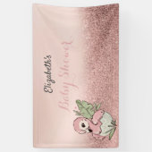 Cute Baby Flamingo Roos Gold Glitter Spandoek (Verticaal)