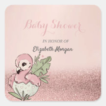 Cute Baby Flamingo Roze Goud Glitter