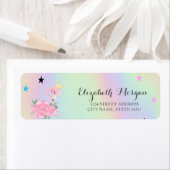 Cute Baby Flamingo, sterren, holografisch Etiket (Insitu)