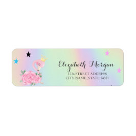 Cute Baby Flamingo, sterren, holografisch Etiket