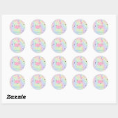 Cute Baby Flamingo, sterren, holografisch Ronde Sticker (Vel)
