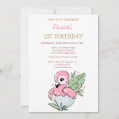 Cute Baby Flamingo Striped Birthday Kaart (Voorkant)