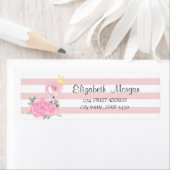 Cute Baby Flamingo, Stripes Address Label (Insitu)