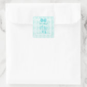 Cute Baby Footprint Baby shower Blue Ribbon Vierkante Sticker (Tas)