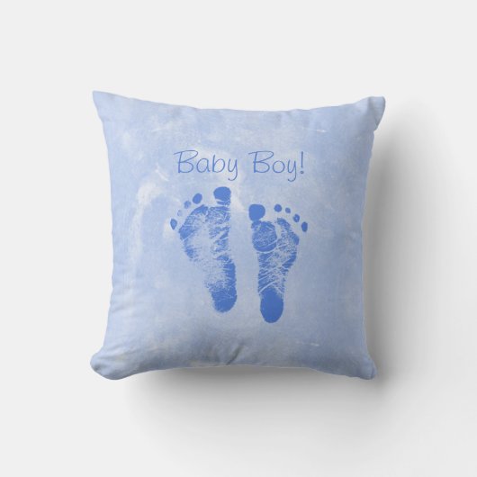Cute Baby Footprint Birth Notice Kussen (Voorkant)