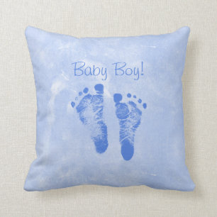 Cute Baby Footprint Birth Notice Kussen