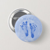Cute Baby Footprint Birth Notice Ronde Button 5,7 Cm (Voorkant /achterkant)