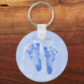 Cute Baby Footprint Birth Notice Sleutelhanger (Voorkant)