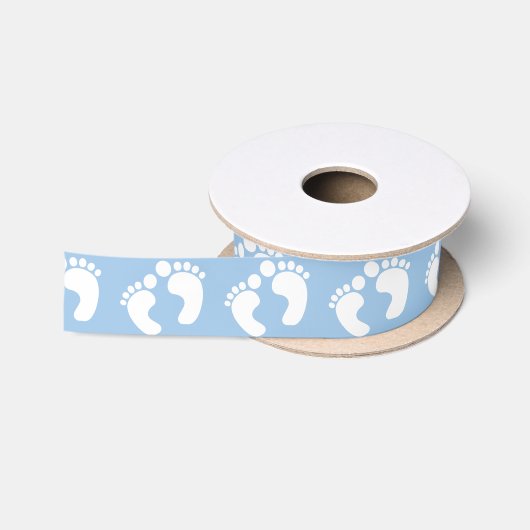 Cute Baby Footprint Blue Satijnen Lint (Spoel)