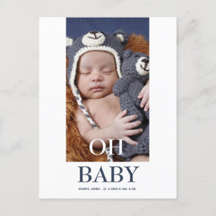 Cute Baby Foto Oh Baby Geboorteaankondiging Aankondigingskaart