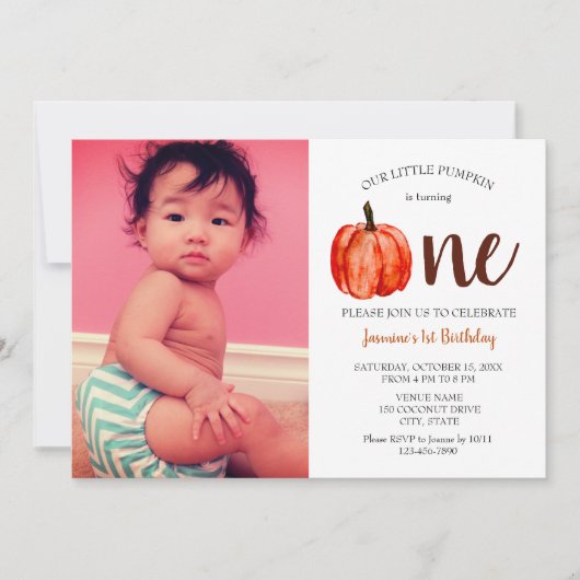 Cute baby fotocard eerste verjaardag Pumpkin Autum Kaart (Voorkant)