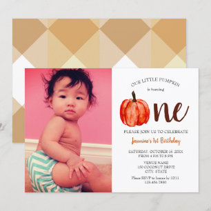 Cute baby fotocard eerste verjaardag Pumpkin Autum Kaart