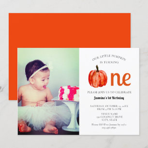 Cute baby fotocard eerste verjaardag Pumpkin Autum Kaart