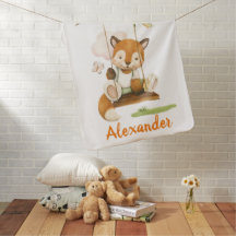 Cute baby fox Baby Blanket