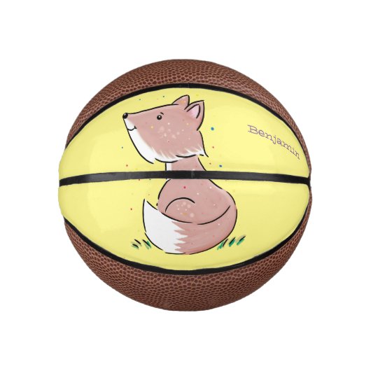 Cute baby fox cartoon illustratie basketbal (Voorkant)