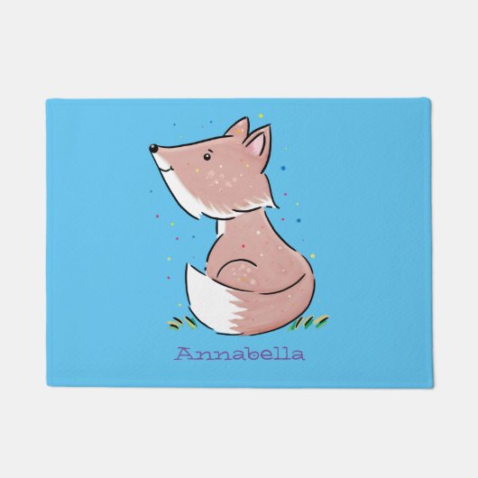 Cute baby fox cartoon illustratie deurmat (Voorkant)