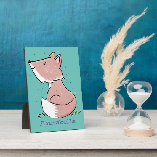 Cute baby fox cartoon illustratie fotoplaat (Zijkant)