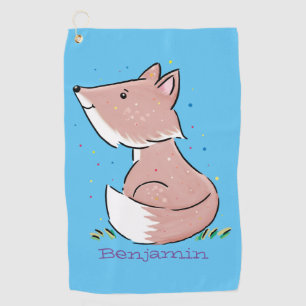 Cute baby fox cartoon illustratie golfhanddoek