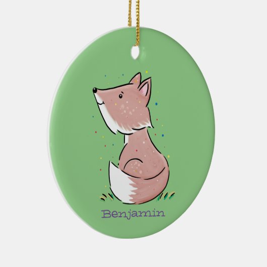 Cute baby fox cartoon illustratie keramisch ornament (Rechts)
