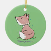 Cute baby fox cartoon illustratie keramisch ornament (Voorkant)
