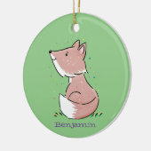 Cute baby fox cartoon illustratie keramisch ornament (Links)