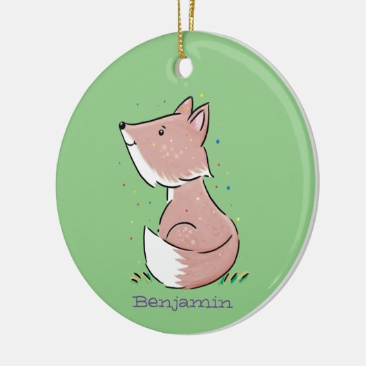 Cute baby fox cartoon illustratie keramisch ornament (Links)