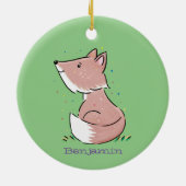 Cute baby fox cartoon illustratie keramisch ornament (Achterkant)