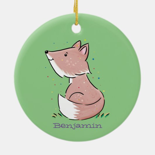 Cute baby fox cartoon illustratie keramisch ornament (Achterkant)